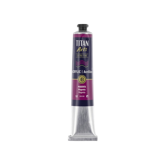 Tubo de pintura acrílica 60ml extra fine TITAN Arts magenta.