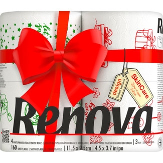 RENOVA Christmas decorated 3-ply toilet paper packet 4 rolls