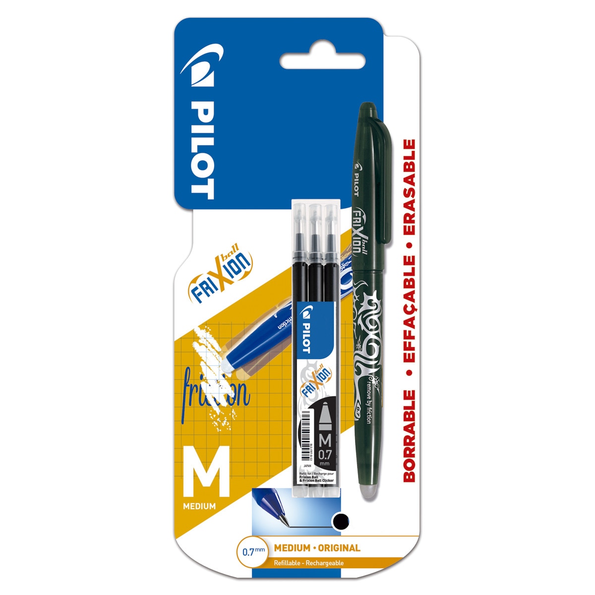 Bolígrafo borrable y retráctil con set