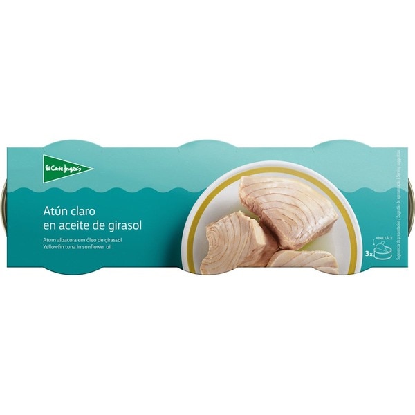 atún claro en aceite de girasol pack 3 lata 56 g neto escurrido