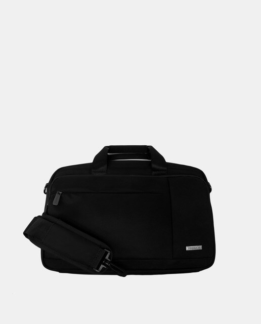 Portadocumentos de nylon en negro con bolsillos frontales