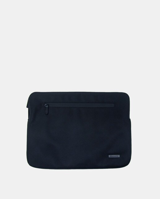 Funda de portátil en negro con bolsillo frontal