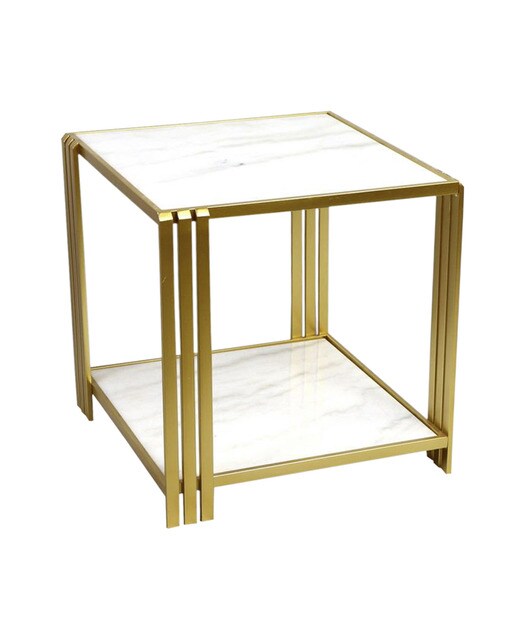 Mesa centro metal mármol 80 x 40 x 40 dorado