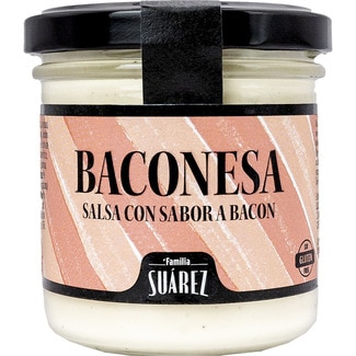 SUAREZ salsa baconesa con sabor a bacon sin gluten frasco 135 g