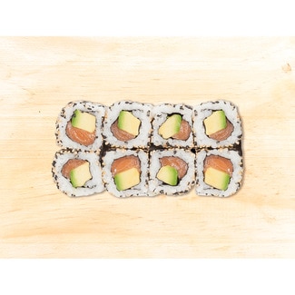 SUSHISPOT uramakis de salmón, aguacate y mayonesa con topping de sésamo bandeja 8 piezas