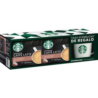 STARBUCKS café con leche + taza de regalo pack 2 estuches 12 cápsulas compatibles con Dolce Gusto