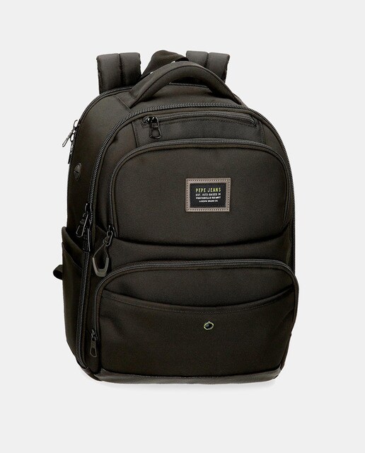 Mochila grande en negro con doble compartimento