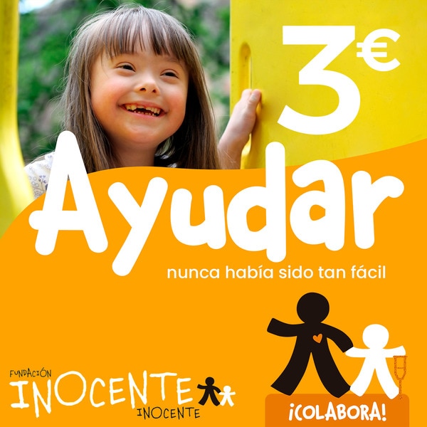 Colabora con 3 euro a la Fundación Inocente Inocente en ayuda para proyectos de ayuda a la    infancia más vulnerable.