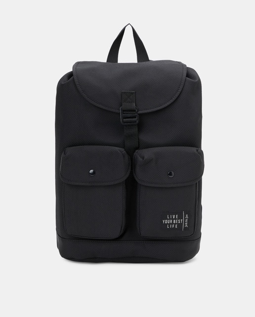Mochila kaki con dos bolsillos frontales