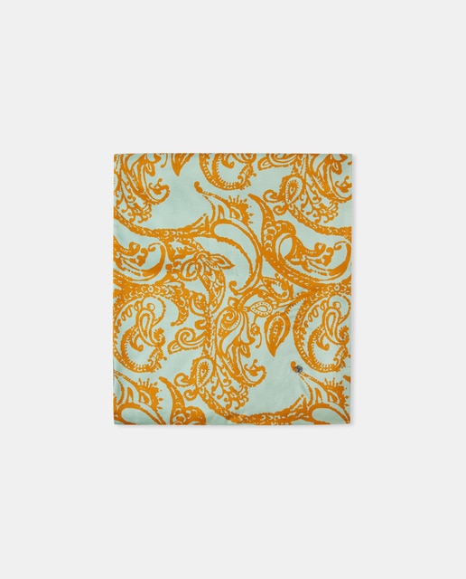Fular de seda en verde oscuro con estampado paisley