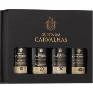 Quinta das Carvalhas Conjunto de Miniaturas do Vinho do Porto 10,20,30,40 anos garrafa 5 cl
