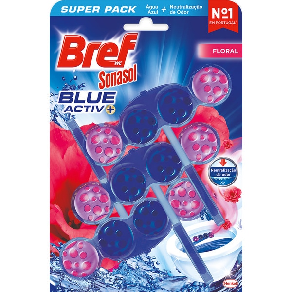 Floral Blue Act Bloco Sanitário embalagem 3 unidades