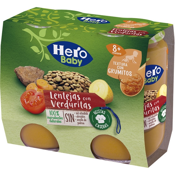 Recetas Caseras tarritos de  lentejas con verduritas sin gluten desde 8 meses pack 2 envase 190 g