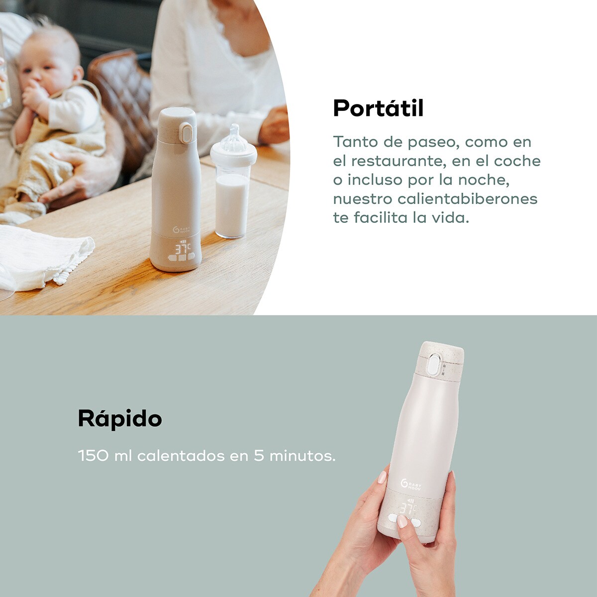 Aquecedor de Biberões Transportável com Bateria Moov & Feed Natural-4