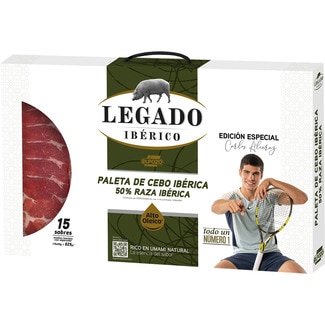 LEGADO IBERICO case with sliced grain-fed 50% Iberian breed ham shoulder case 825 g contains 15 x 55 g packets gluten-free and lactose-free