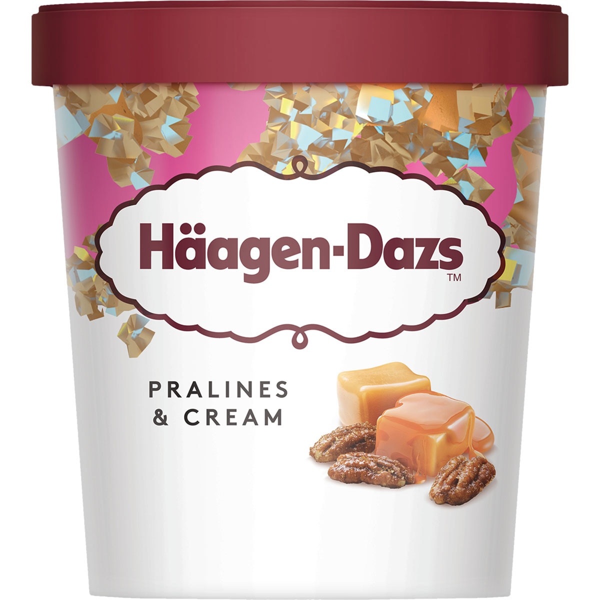 helado de vainilla con nueces de pecán y caramelo