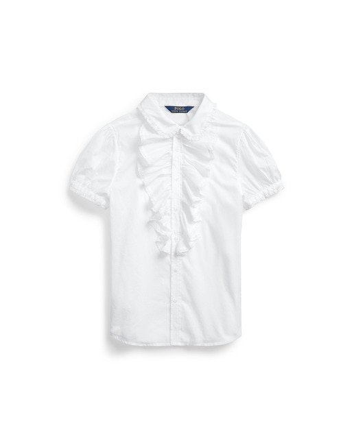 Camisa de niña en blanco con volante