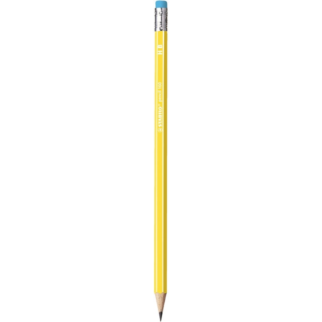 Lápiz Escolar Hexagonal pencil 160 con Goma STABILO Amarillo.