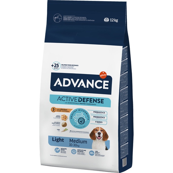 Light pienso para perros adultos medianos con pollo saco 12 kg