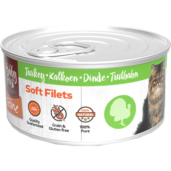 Wet cat food with turkey Grain free and Gluten free tin 70 g HOBBY FIRST Supermercado El Corte Ingles El Corte Ingles