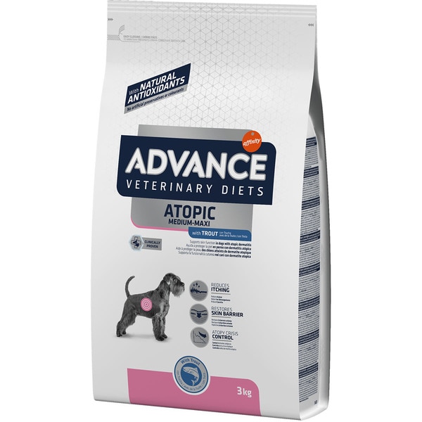 Veterinary Diets Atopic Trockenfutter große-mittelgroße ausgewachsene Hunde mit Forelle Tasche 3 kg