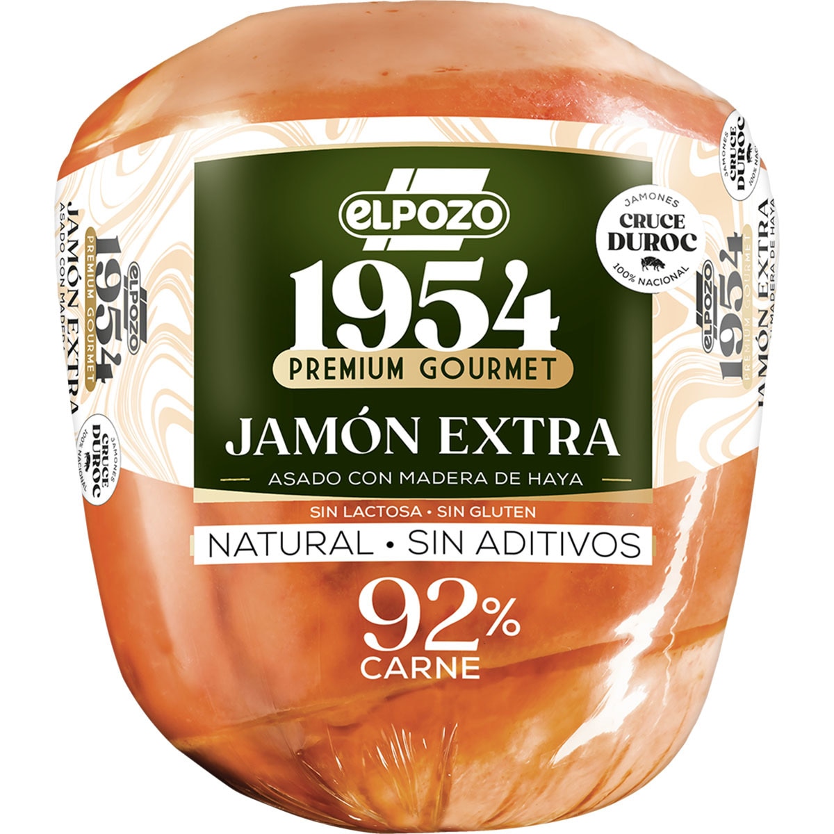 Edición 1954 Premium Gourmet jamón cocido extra asado con madera de haya natural sin aditivos raza Duroc - Elpozo