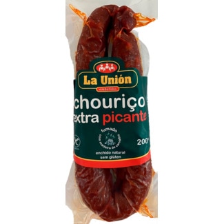 La Unión Chouriço Curado Extra Picante sem Glúten embalagem 200 g