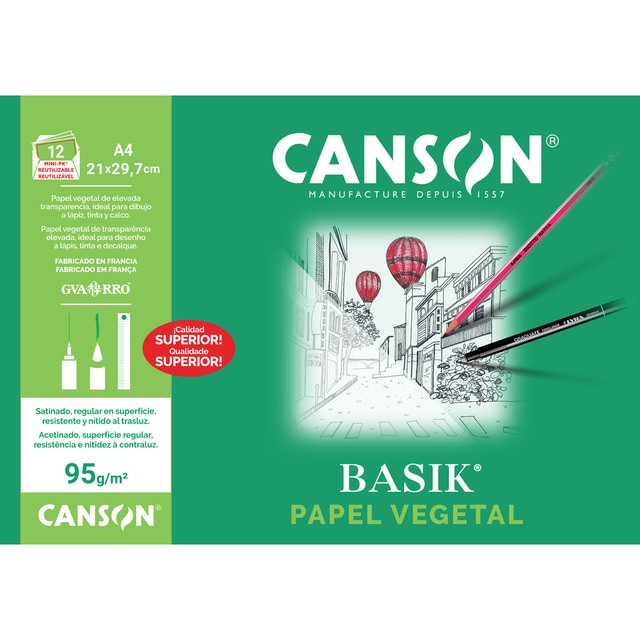 Minipack papel vegetal Basik Din A4 Canson Guarro.