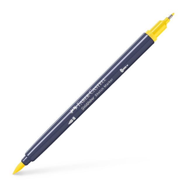 Rotulador sketch marker doble punta tinta base alcohol Goldfaber Faber-Castell amarillo de cadmio.