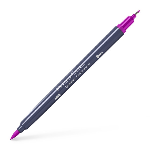 Rotulador sketch marker doble punta tinta base alcohol Goldfaber Faber-Castell rosa purpura.