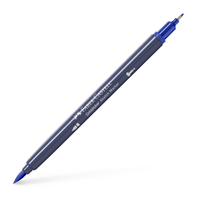 Rotulador sketch marker doble punta tinta base alcohol Goldfaber Faber-Castell azul de indantreno.