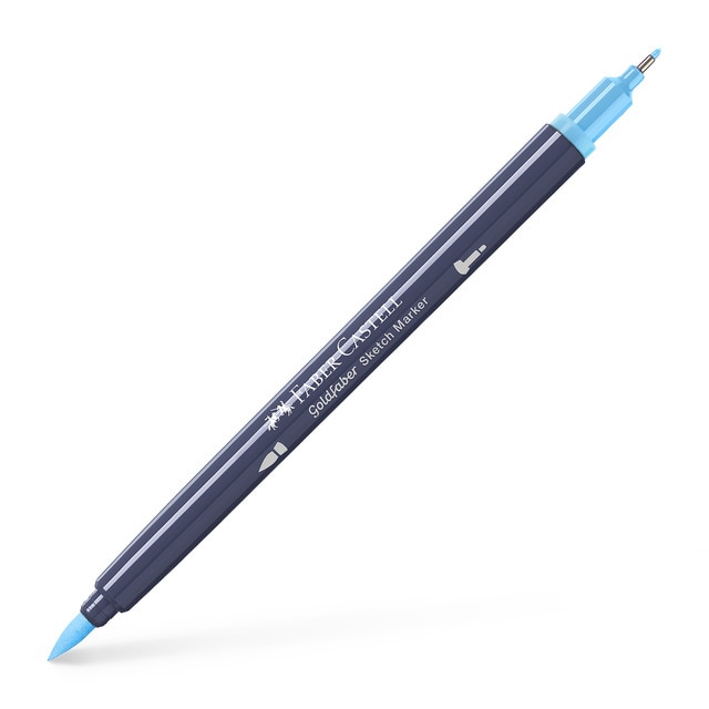 Rotulador sketch marker doble punta tinta base alcohol Goldfaber Faber-Castell azul agua.