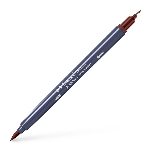 Rotulador sketch marker doble punta tinta base alcohol Goldfaber Faber-Castell caoba.