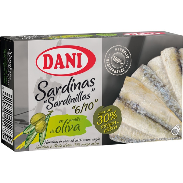Kleine Sardinen in Olivenöl 6-10 Stück Dose 111 g netto Abtropfgewicht