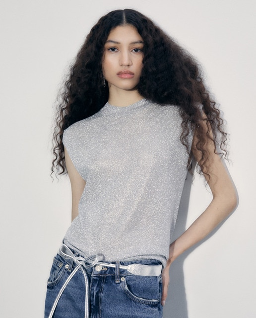 Lurex top with shoulder pads · Women's fashion · El Corte Inglés