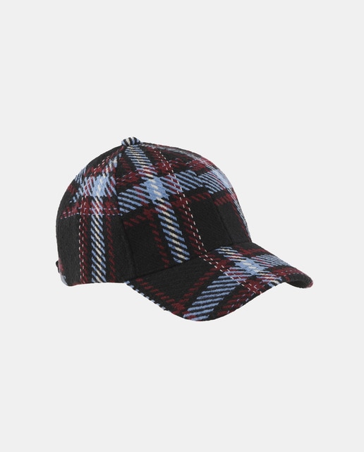 Gorra de cuadros en negro