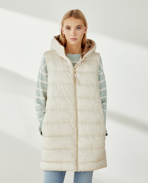 Chaleco largo acolchado mujer