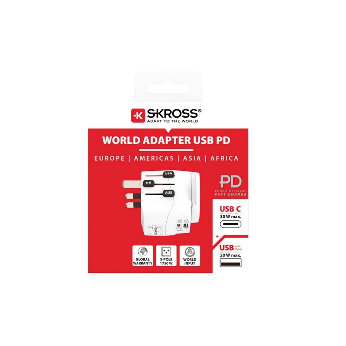 Adaptador de Viagem Skross Pro Light Usb World 30W PD Branco-4