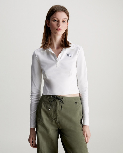 Calvin Klein Jeans - Camiseta Mujer slim de manga larga de punto milano.
