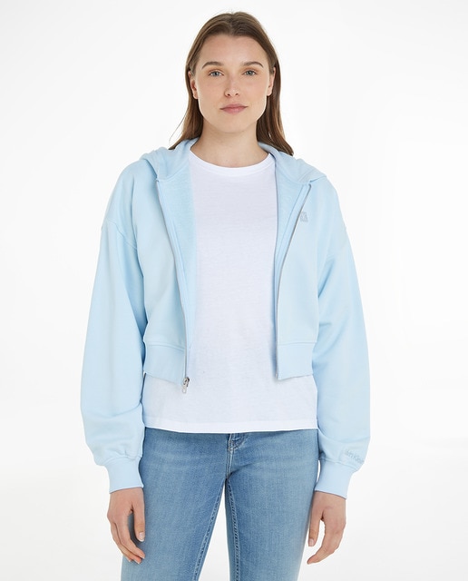 Calvin Klein Jeans - Sudadera Mujer cropped con capucha y cremallera.