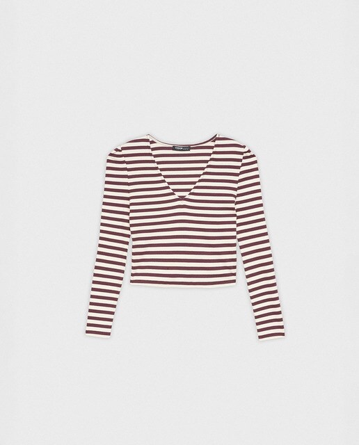 Camiseta cuello pico rayas