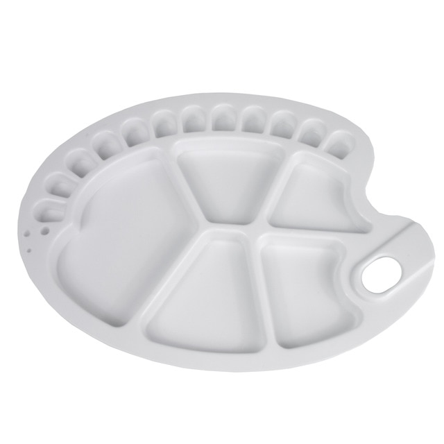 Paleta de plástico ovalada con 17 pocillos de 34x25 cms Talens blanca
