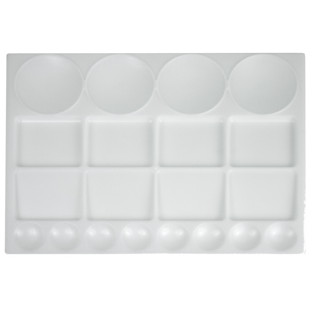 Paleta de plástico rectangular con 20 pocillos de 25,5x33,5 cms Talens blanca