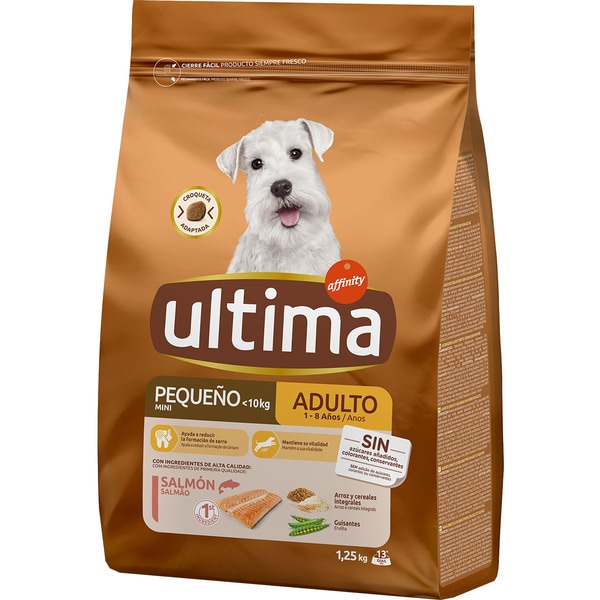 Mini Adult Trockenfutter für ausgewachsene Mini-Hunde mit Lachs Tasche 1,25 g