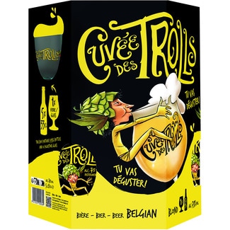 CUVEE DES TROLLS cerveza rubia belga estuche 5 botellas 33 cl + Vaso