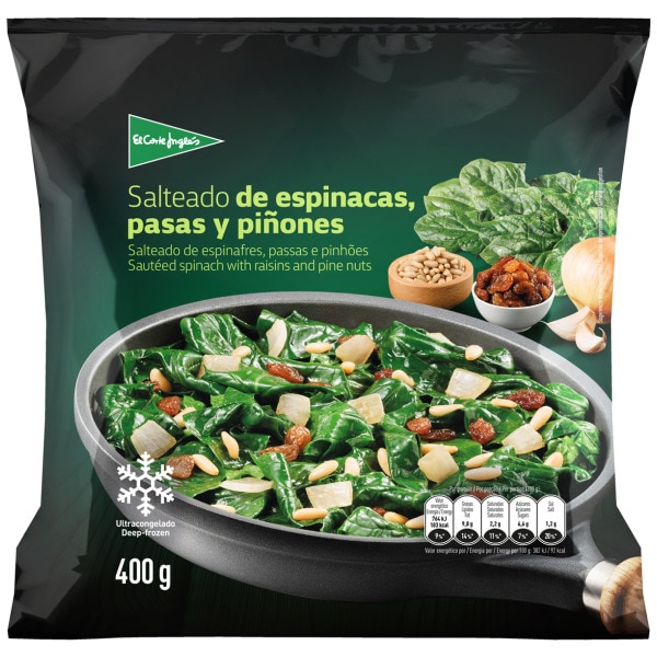 Sautéed spinach with raisins and pine nuts bag 400 g