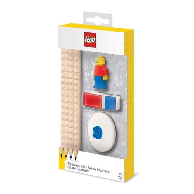 Set papelería Lego + figura 10 cm Lego IQHK.