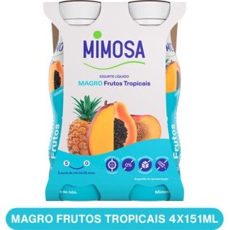 Mimosa Iogurte Magro Líquido de Frutos Tropicais Pack 4 unidades embalagem 151 ml