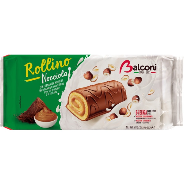 Snack Rolinho de Avelã 6 unidades embalagem 222 g