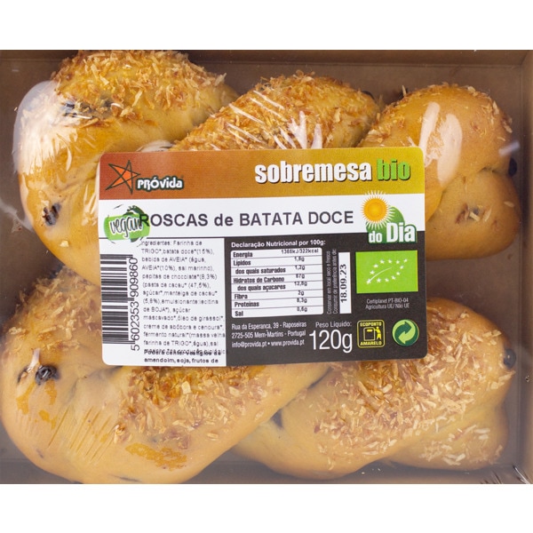 Roscas de Batata Doce com Pepitas de Chocolate Bio embalagem 120 g